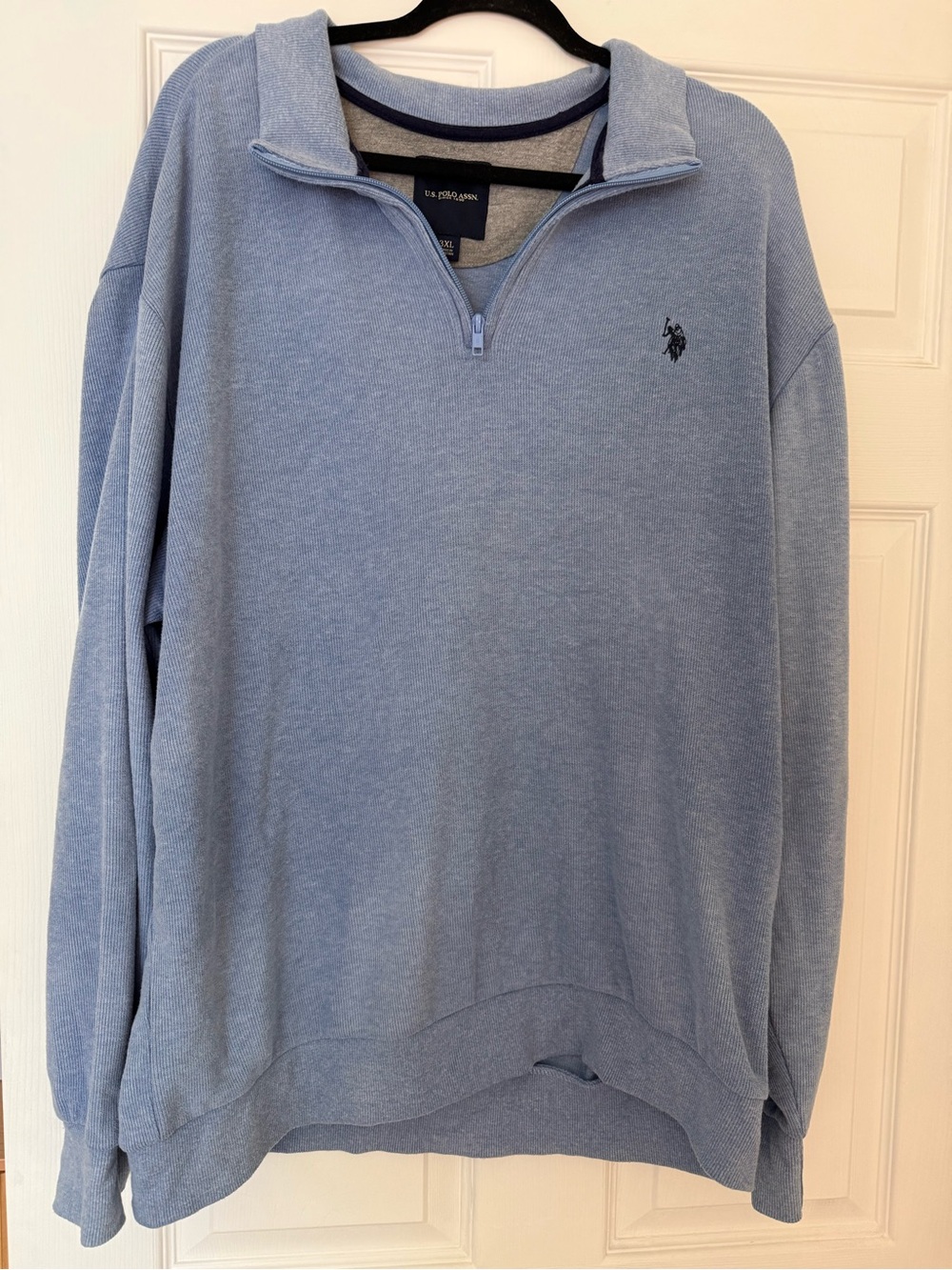 Men’s U.S. Polo ASSN. Half Zip Pullover Light Blue Size 3XL